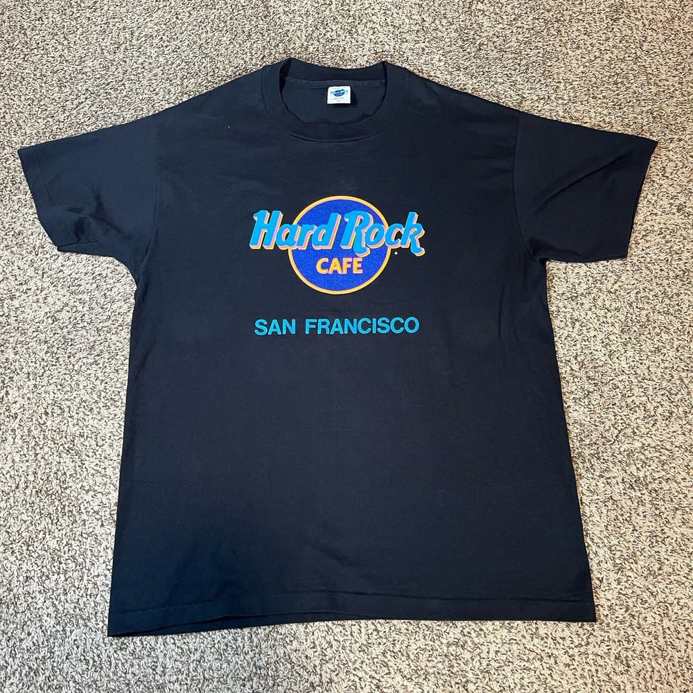 Vintage 90s Hard Rock Cafe Black San Francisco Graphic T-Shirt Single Stitch